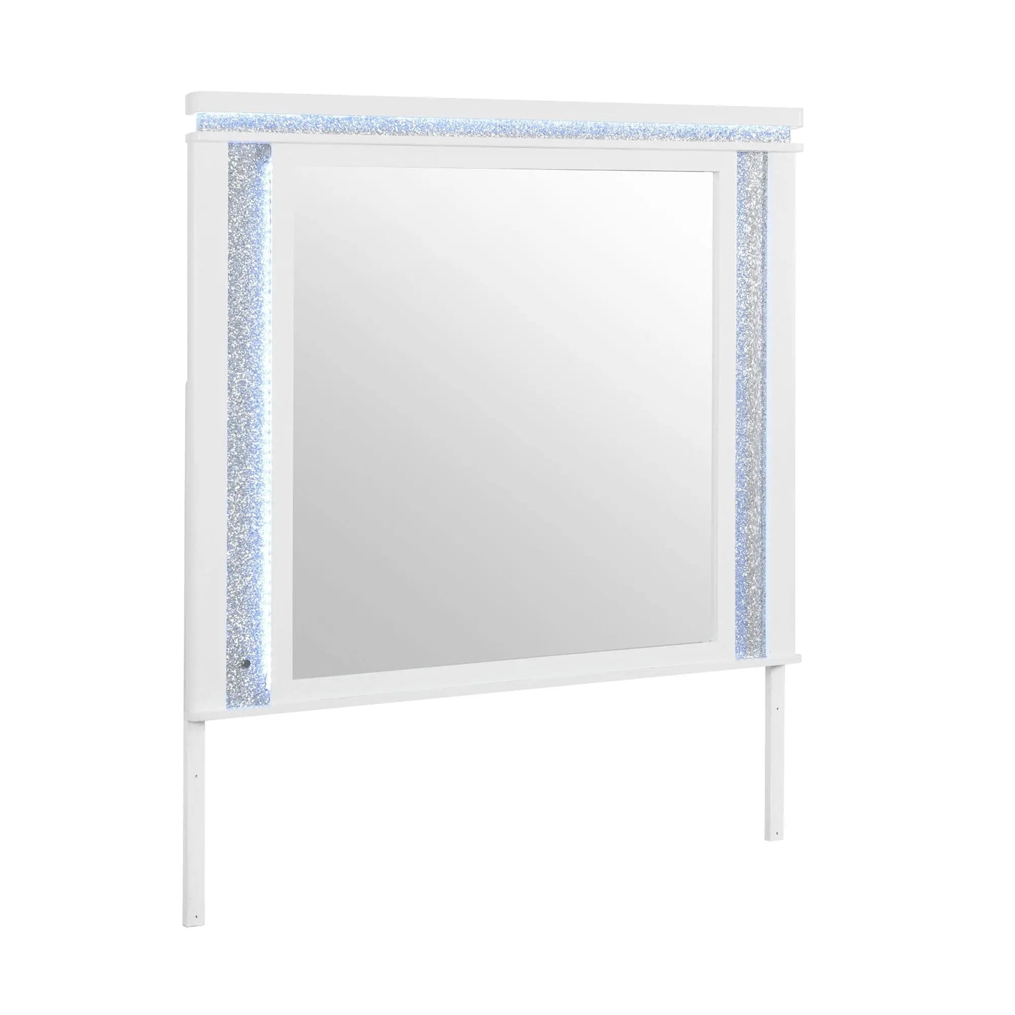Adalid - Square Shaped Mirror With LED Lighting And Glittered Detailing - White by Unique Piece Furniture