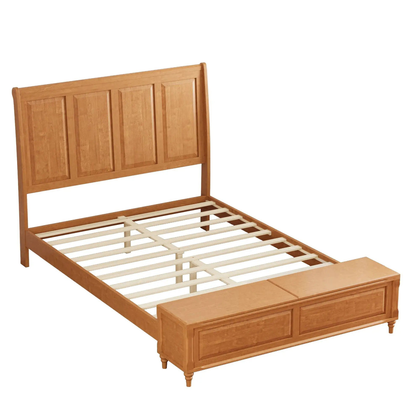 Sleigh Bed Frame With Tall Headboard And Storage Bench by HouseOfZazla