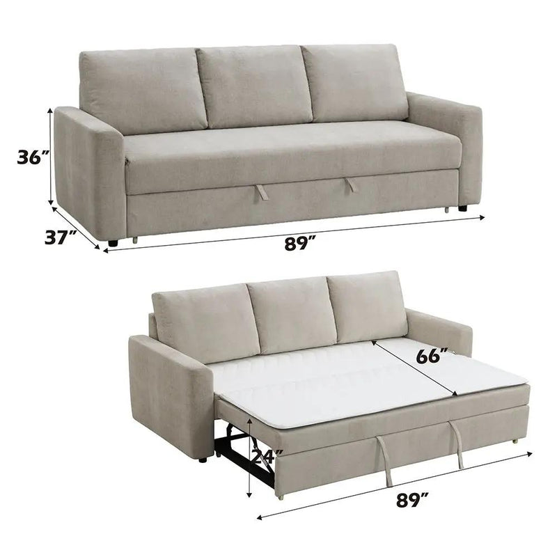 Leira - Sofa With Sleeper - Beige Linen by Unique Piece Furniture