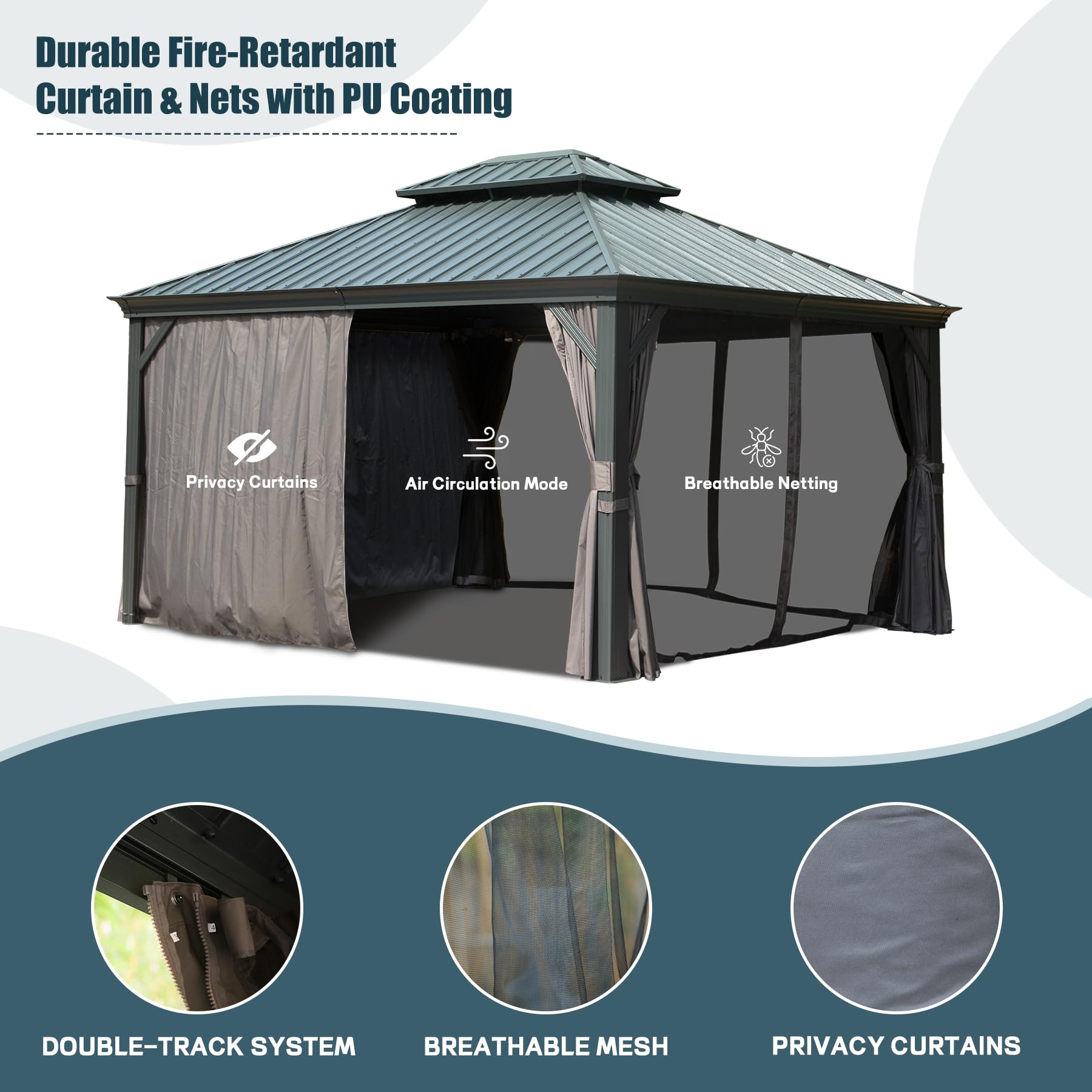 12' x 14' Hardtop Aluminum Outdoor Gazebo by HouseOfZazla