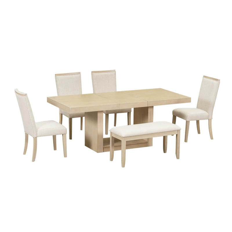 TOPMAX Contemporary 6-Piece Extendable Pedestal Dining Table Set by HouseOfZazla
