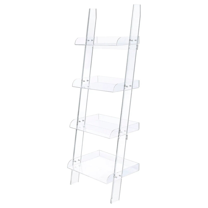 Amaturo 72-inch 4-shelf Acrylic Ladder Bookshelf Clear by Unique Piece Furniture