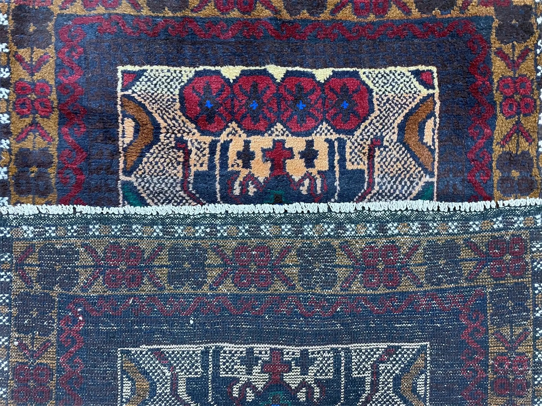 3 X 5 Vintage Handmade Tribal Wool Rug Balouchi Rug Afghan Rug Red Beige Nice by Jewel Rugs