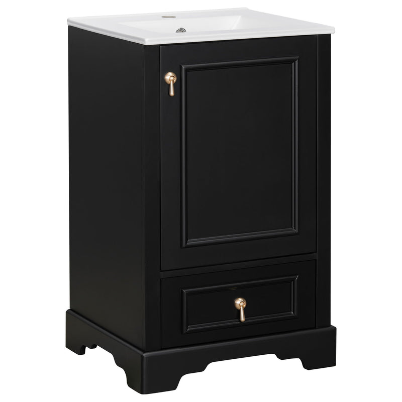 Bathroom Vanity With Sink, Soft Close Door, Adjustable U-Shaped Shelf