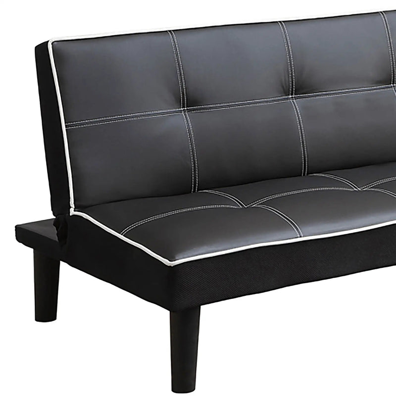 Cranston - Armless Sofa Bed With Contrast Piping - Black by HouseOfZazla