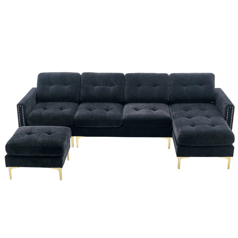 Modern L - Shape Convertible Sectional Sofa With Movable Ottoman by HouseOfZazla