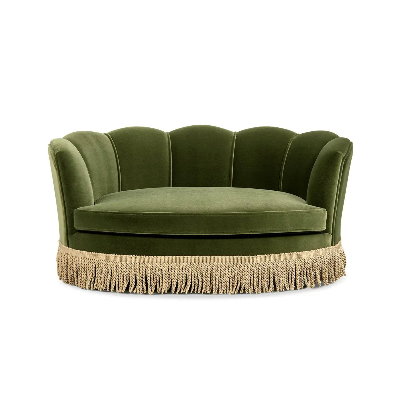 Clara 34.5" Scalloped Pet Sofa Bed - Medium, Olive by HouseOfZazla