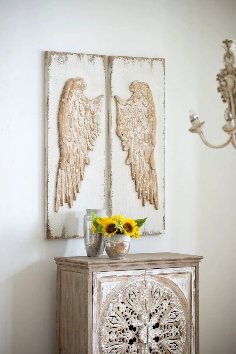 Feather Wing Wall Panels With Distressed, Rectangle Hanging Wall Art (Set of 2) - Multicolor by Unique Piece Furniture