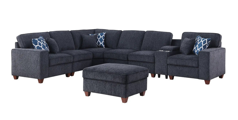 Gina - Sectional Sofa With Ottoman - Black by HouseOfZazla