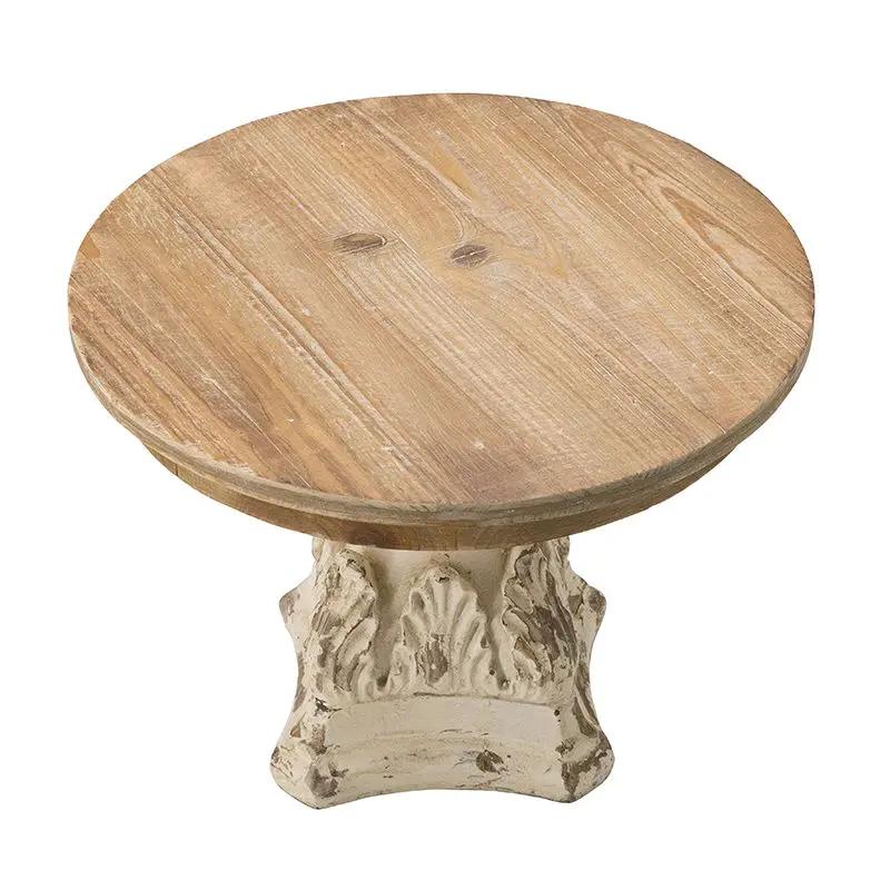 Cake Stand, Wood Cake Plate With Magnesium Base - Cream / Brown by Unique Piece Furniture