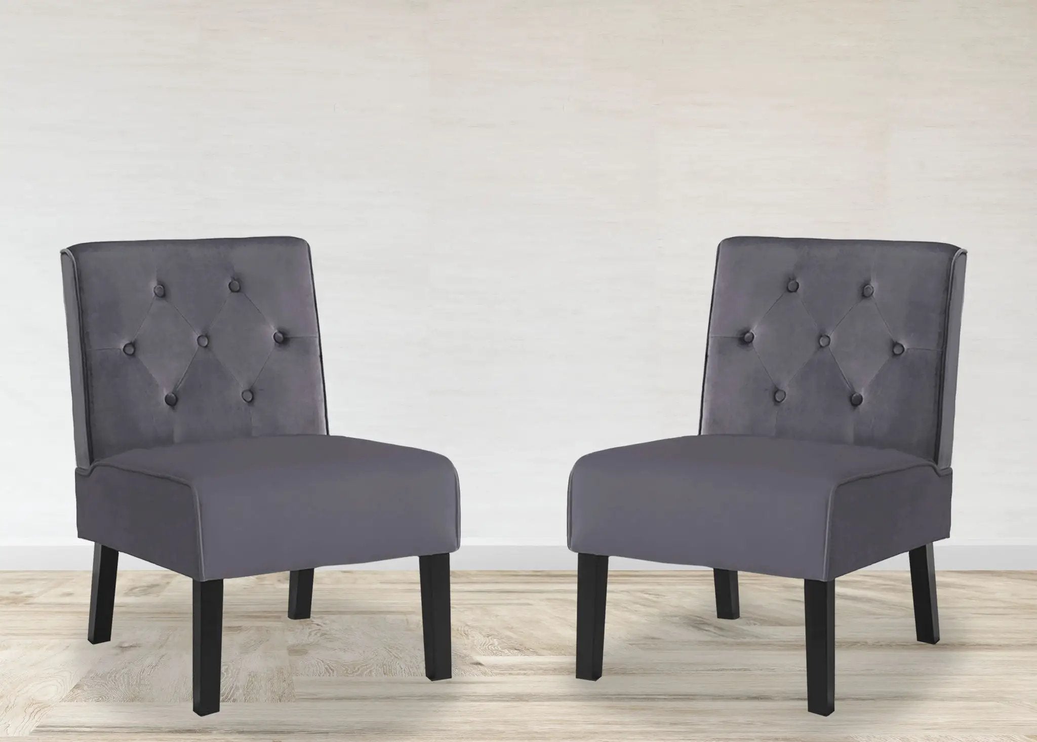 Reese - Living Room Armless Button Tufted Pattern Accent Chair (Set of 2) by HouseOfZazla
