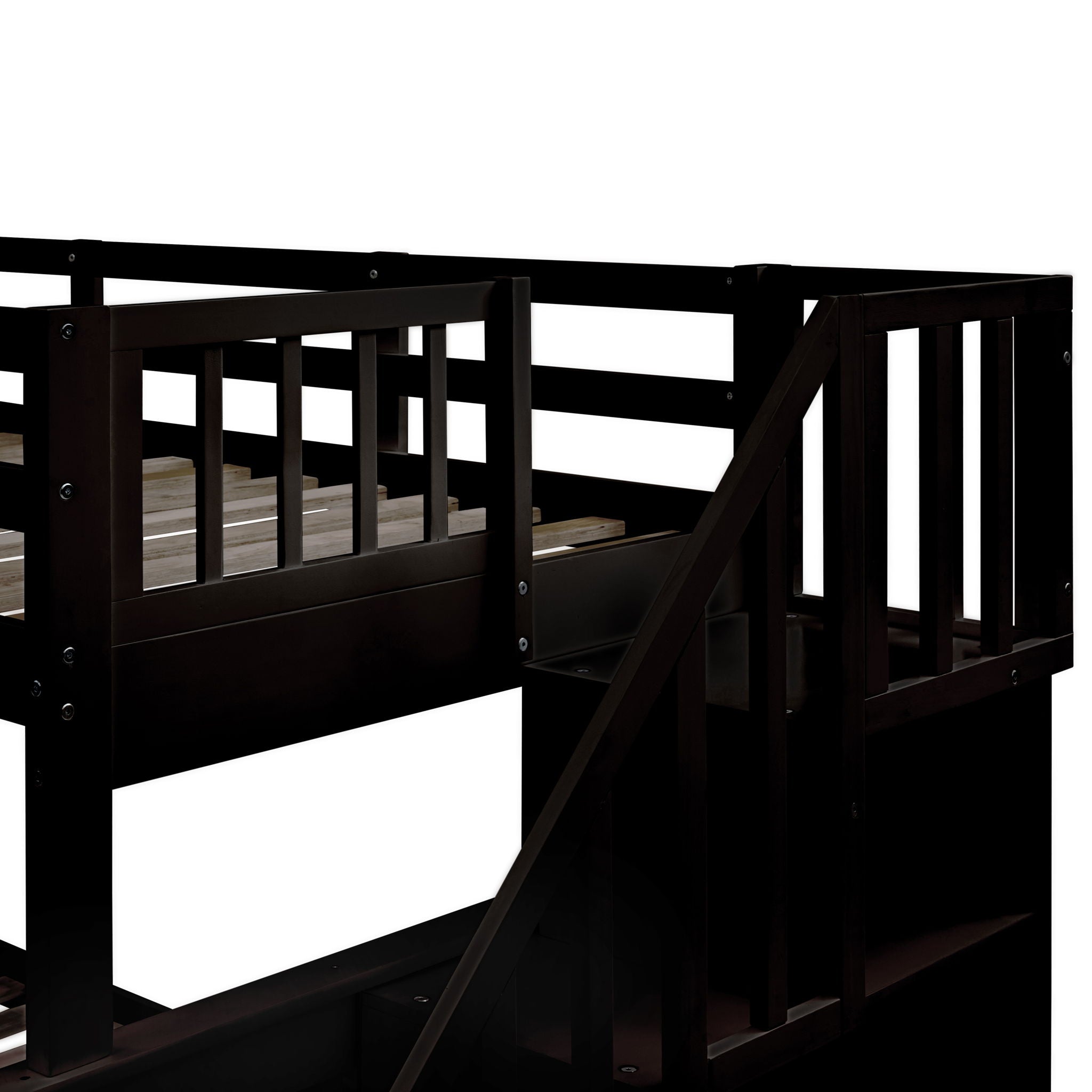 Bunk Bed With Twin Size Trundle, Storage And Guard Rail For Bedroom by HouseOfZazla