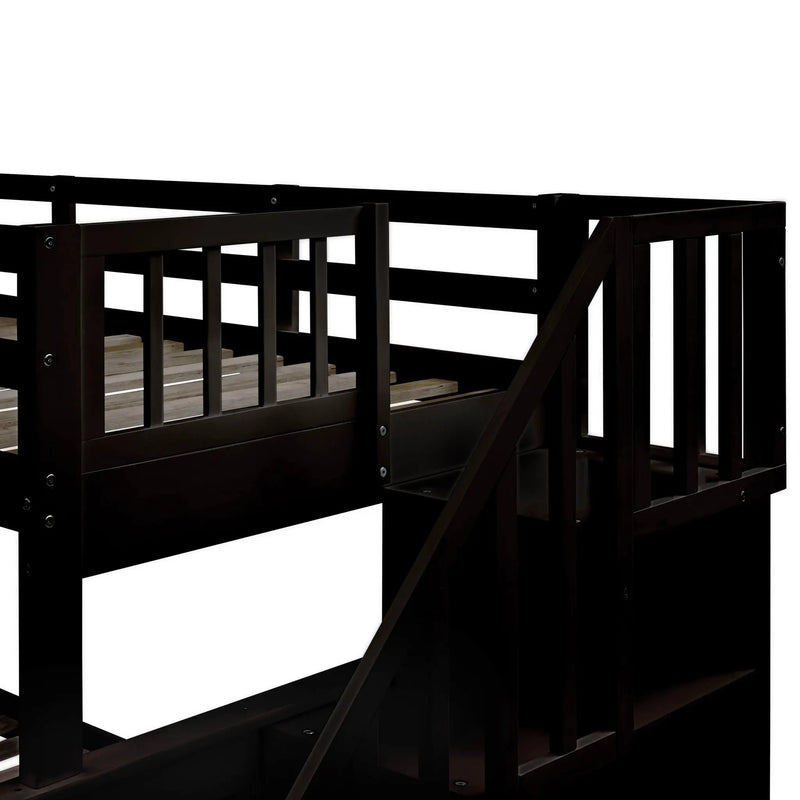 Bunk Bed With Twin Size Trundle, Storage And Guard Rail For Bedroom by HouseOfZazla