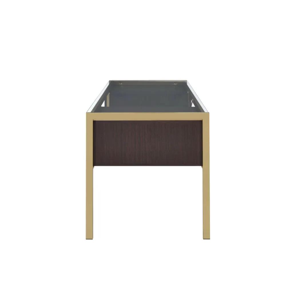 Yumia - Writing Desk - Gold & Walnut by Unique Piece Furniture
