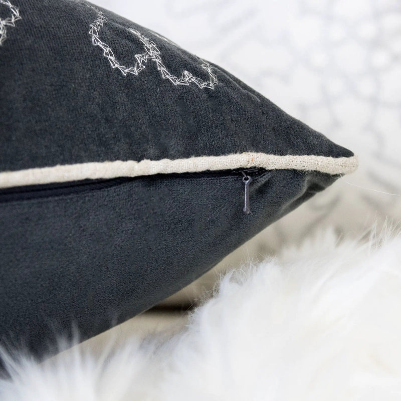 Gray Velvet Holiday Throw Pillow 20x20 by HouseOfZazla