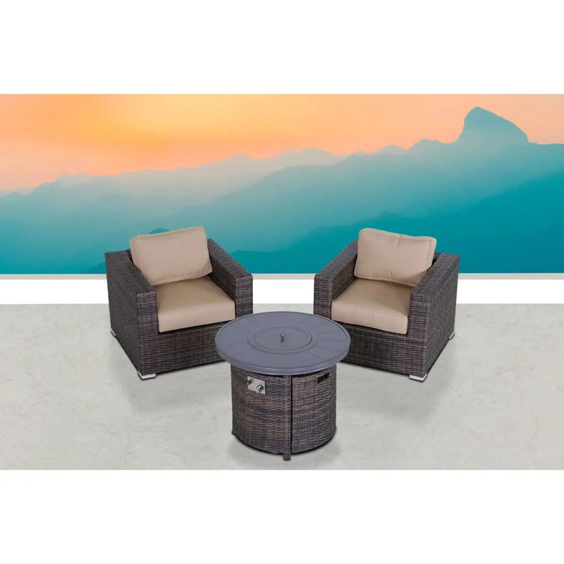 Rattan Patio Set With Comfortable Cushions And Fire Pit by Unique Piece Furniture