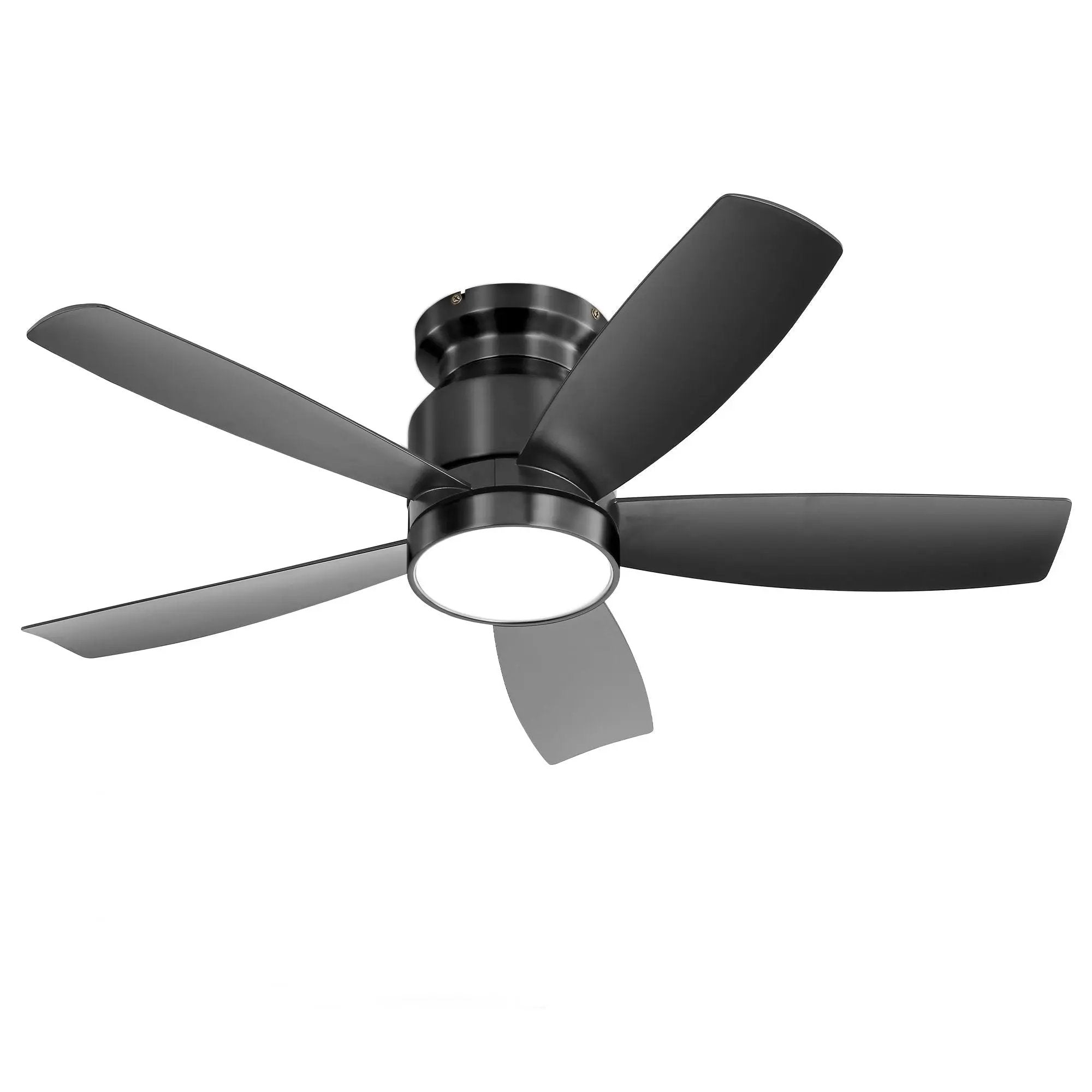 Flush Mount Ceiling Fan With LED Light 22W And Remote Control Blades For Indoor Use - Black by Unique Piece Furniture