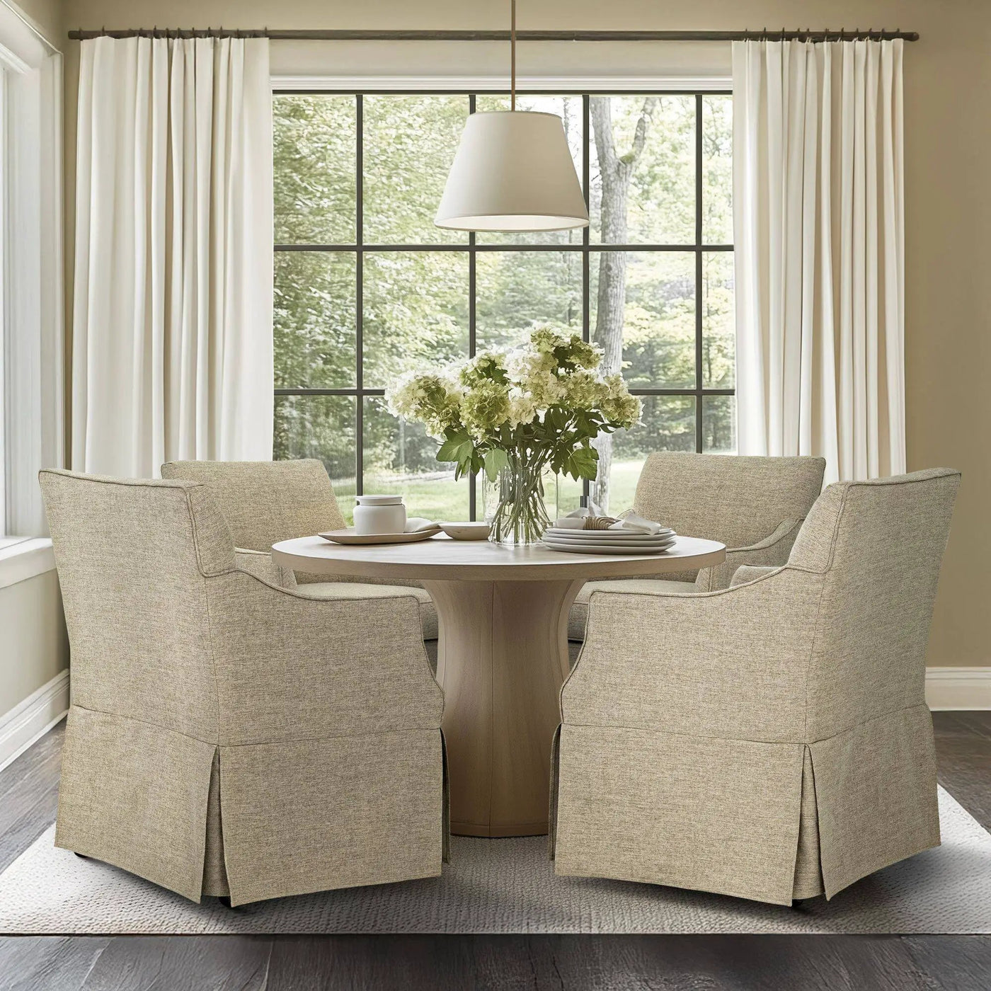 London - Upholstered Skirted Dining Arm Chair by Unique Piece Furniture
