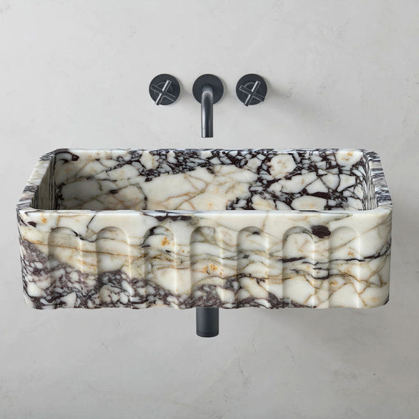 Calacatta Viola Marble Wall Mount Bathroom Vanity Sink 19.5x31.5
