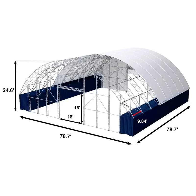 80'x80'x25' Double Truss Container Canopy Shelter– Reinforced Series by Chery Industrial
