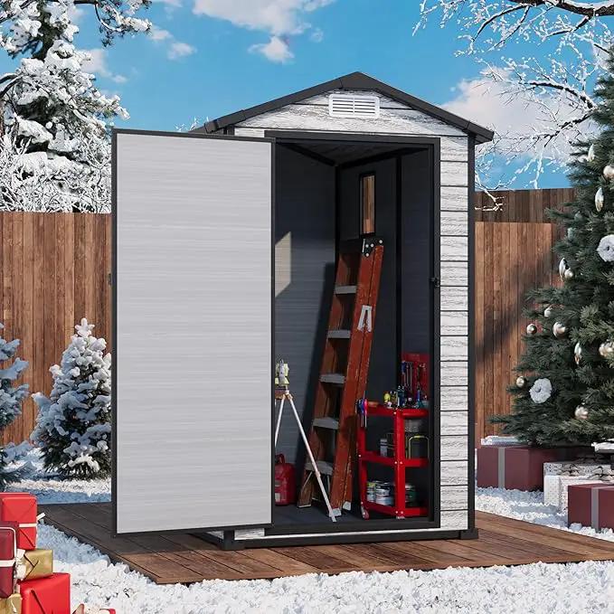 All-Weather Plastic Shed with Window, Outdoor Resin Garden Shed with Lockable Door and Vents, Outdoor Resin Storage Sheds for Backyard, Patio, Lawn, Tool, Bike by GreenHaven Gardens