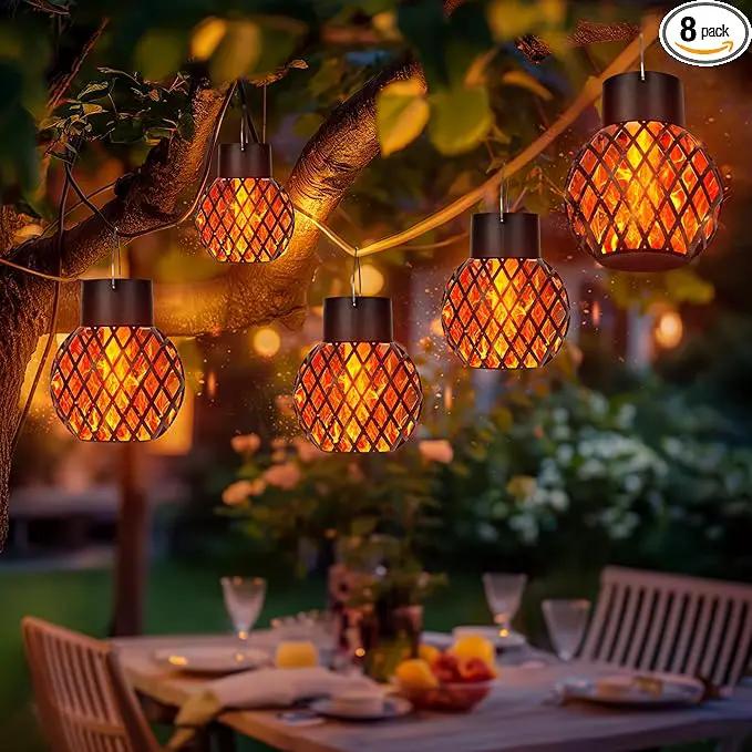 GIGALUMI Solar Lights Outdoor Waterproof,8 Pack Solar Hanging Lights with Flickering Flame,Outdoor Solar Lights for Yard,Patio,Tree,Camping,Christmas Decoration,New Upgraded Larger Lanterns by GreenHaven Gardens