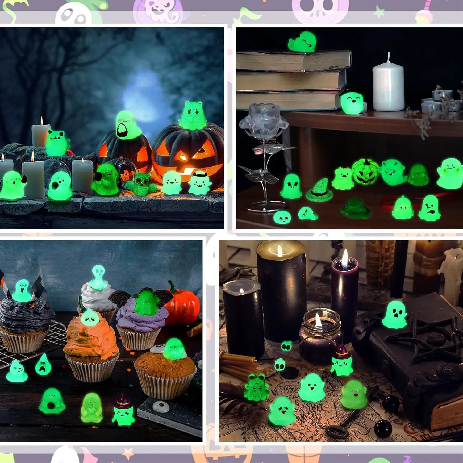 58 Pcs Halloween Luminous Mini Figures Glow in Dark Tiny Resin Figures Set Fairy House Diorama Accessories Halloween Pumpkin Ghost Skull Ornament for Garden Dollhouse Craft DIY (Wizard) by GreenHaven Gardens