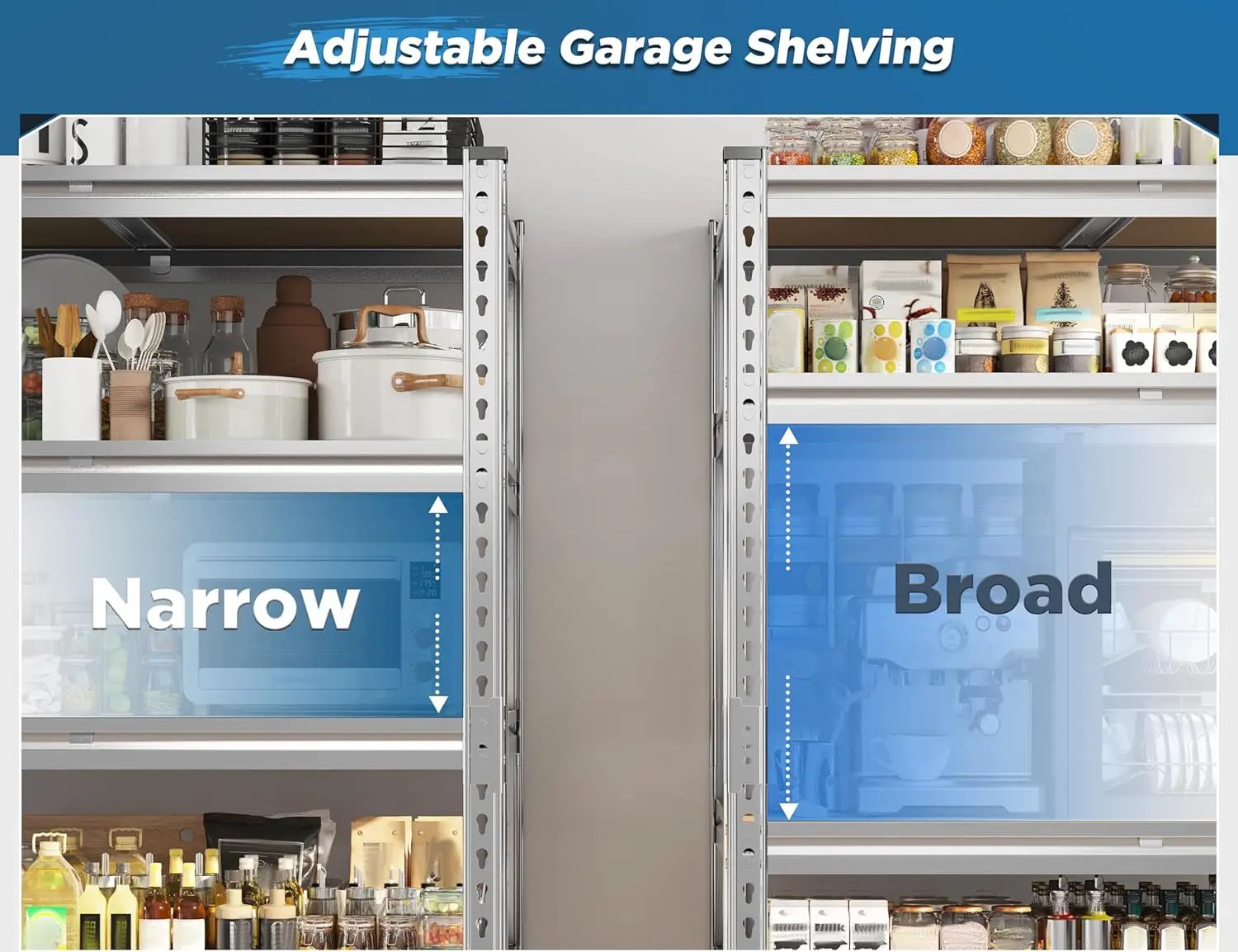 REIBII Garage Shelving, 4 Tier Storage Shelves Load 2550LBS, Adjustable Garage Shelving Heavy Duty, Metal Shelves Unit for Basement, Warehouse, 48" W x 60 "H x 24" D, Galvanized by GreenHaven Gardens