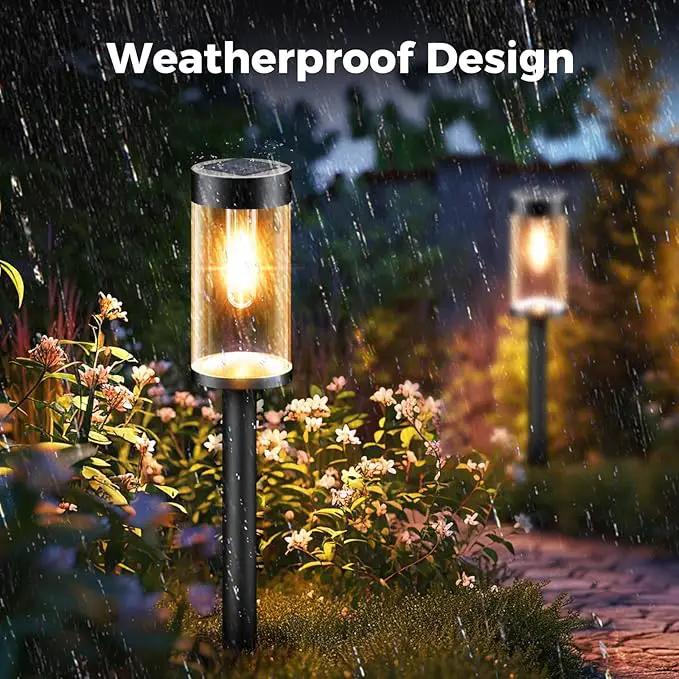 Woolmug Solar Pathway Lights, 2 Pack Waterproof LED Solar Lights Outdoor, Auto On/Off Garden Light for Path Walkway Outside Yard(Warm White) by GreenHaven Gardens