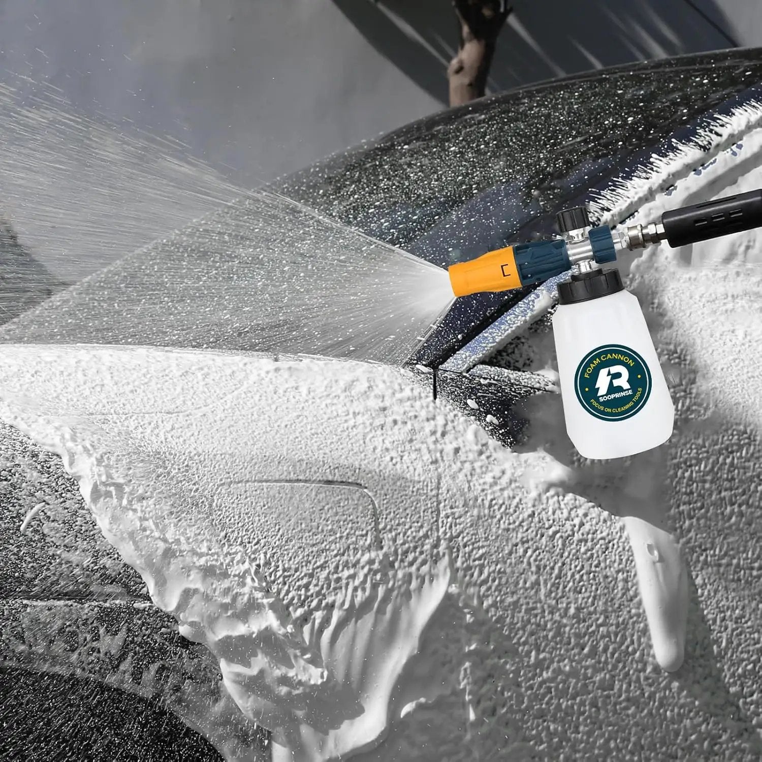 Sooprinse Foam Cannon with 1/4 Inch Quick Connector, Heavy Duty Car Foam Blaster Wide Neck Adjustable Snow Foam Lance for Pressure Washer, 5 Pressure Washer Nozzle Tips, 1 Liter by GreenHaven Gardens