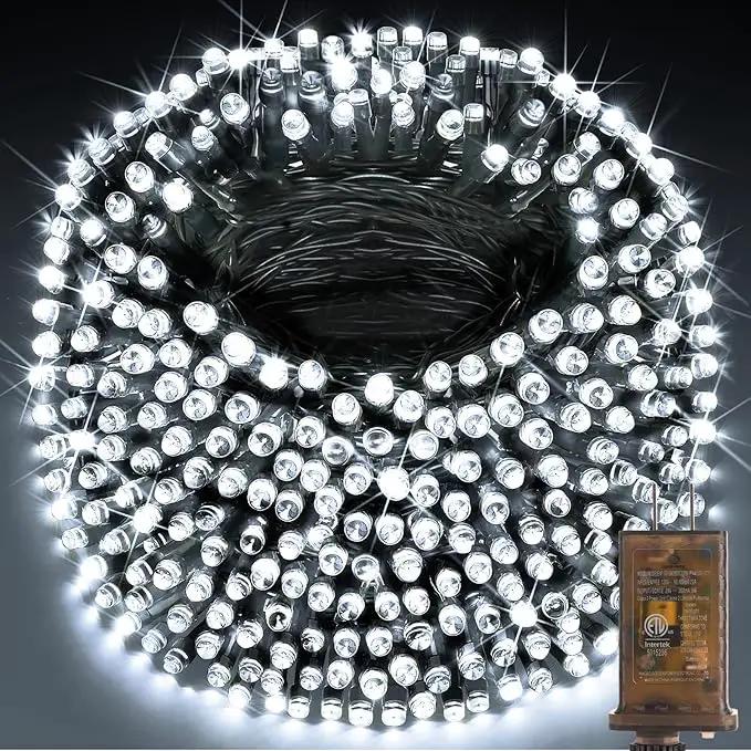 KNONEW 600ft 1500 LED Christmas String Lights Outdoor Green Wire 8 Modes & Timer Fairy Light Plug in Waterproof Patio Lights for Xmas Yard Tree Wedding Party Holiday Decorations (Cool White) by GreenHaven Gardens