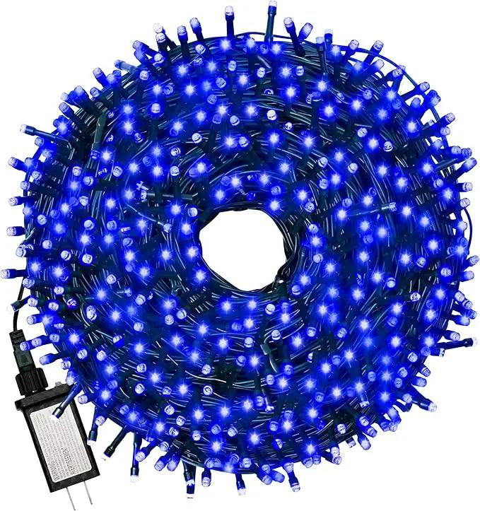 Christmas Tree Light 200 LEDs 73ft Green Cable Wire Fairy String Twinkle Lights Plug in 12 Modes for Xmas Party, Halloween, Outdoor, Garden, Wedding, Home Decoration (Blue) by GreenHaven Gardens
