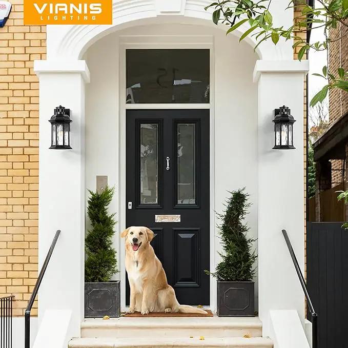 VIANIS Motion Sensor Outdoor Wall Lights, 2-Pack Black Outdoor Light Fixture, Exterior Lights for House, Front Porch Light Lantern Wall Mount Sconce Lighting, Dusk to Dawn Outside Lights for Patio by GreenHaven Gardens