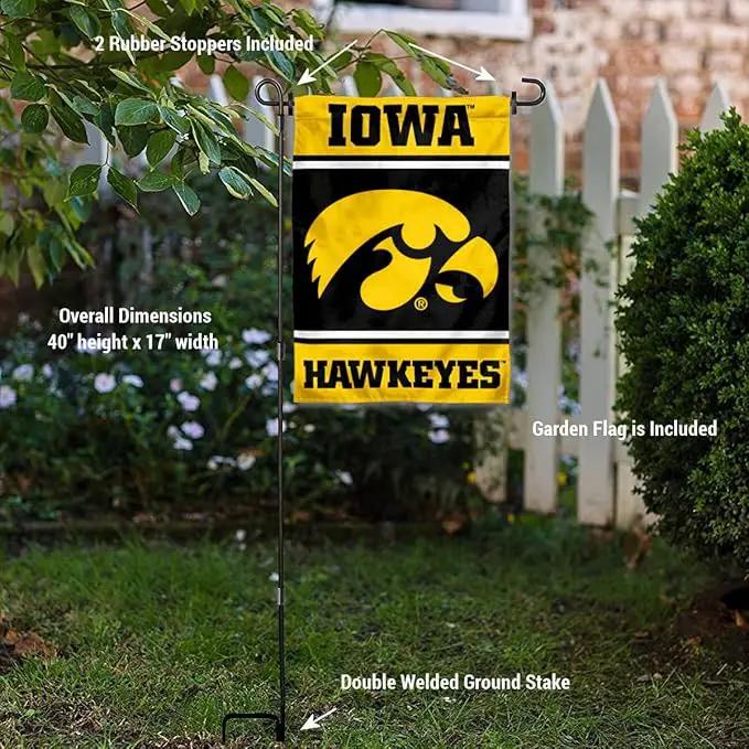College Flags & Banners Co. Iowa Hawkeyes Garden Flag with Stand Holder by GreenHaven Gardens