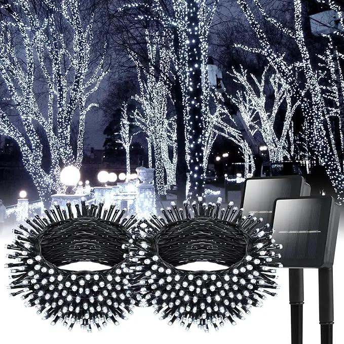 Solar String Lights Outdoor, 2 Pack 200 Led Solar Fairy Lights for Outside Waterproof 145ft Cool White Solar Lights 8 Lighting Mode Solar String Lights for Outside,Garden,Courtyards,Trees by GreenHaven Gardens