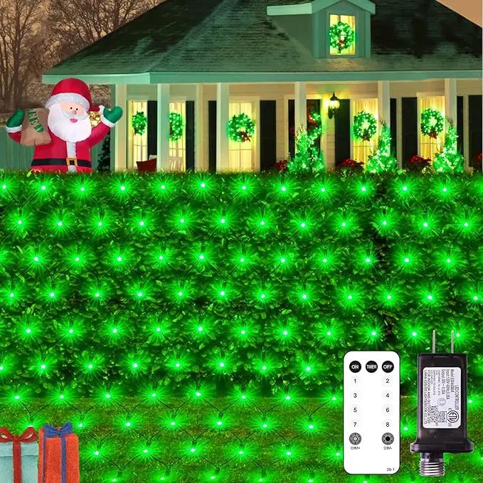 JMEXSUSS 360 LED Green Net Lights Outdoor, Connectable 12ft x 5ft Christmas Net Lights Plug in with Remote, 8 Modes Waterproof Green Christmas Lights for Bushes Christmas Halloween Decorations by GreenHaven Gardens
