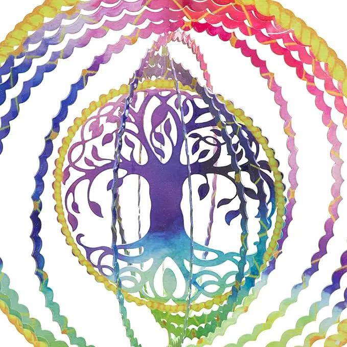 VP Home Tree of Life Dreamcatcher with Feathers Kinetic Wind Spinners - Native American Garden Decor - Sculpture Spinner for Yard and Garden Outdoor - Metal Large Hanging Dreamcatcher - 10"W x 16.5"H by GreenHaven Gardens