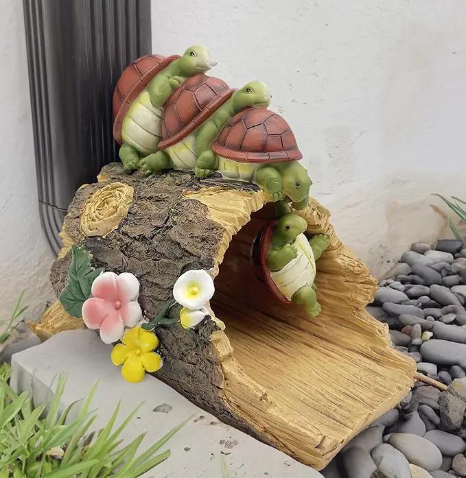Funny Turtle Gutter Downspout Extender Statue, Garden Ornament, Decorative Gutter Extension Downspout, Perfect Rain Diverter for 3"x4" Downspouts, Eco-Friendly Resin, Outdoor Decor Gift (8 In) by GreenHaven Gardens