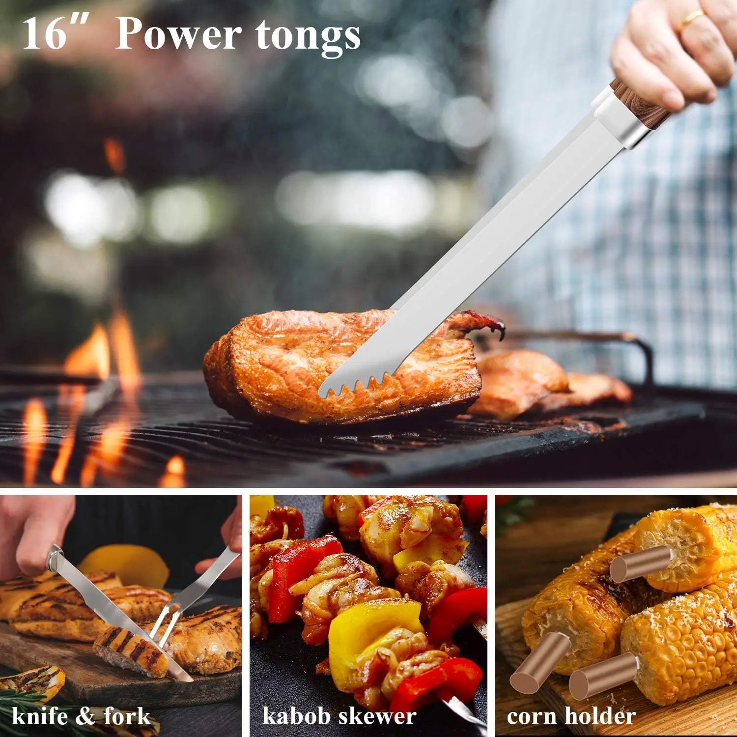 ROMANTICIST 25pcs Extra Thick BBQ Grill Accessories, Fathers Day Grilling Gifts Set for Men Dad, Heavy Duty Grill Tools Utensils Kit with Spatula, Tongs in Aluminum Case for Birthday Brown by GreenHaven Gardens