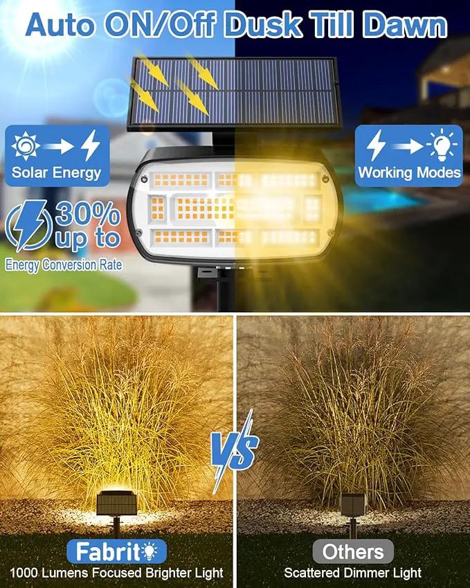 Fabrito Solar Spot Lights Outdoor 136 LEDs, Large Area Lighting Solar Lights Outdoor, 6 Pack IP65 Waterproof Landscape Spotlights Auto On/Off for Yard, Garden, Pathway, Plants,Tree (Warm White) by GreenHaven Gardens