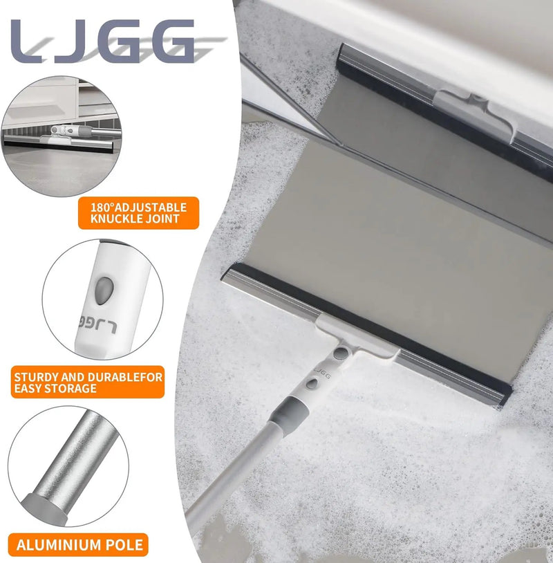 Squeegee Broom for Floor, 17" Rubber Squeegee with 51" Aluminum Alloy Pole for Bathroom Tile, Garage Concrete, Deck, Shower Glass, Window Cleaning, Squeegee Broom for Household Floor by GreenHaven Gardens