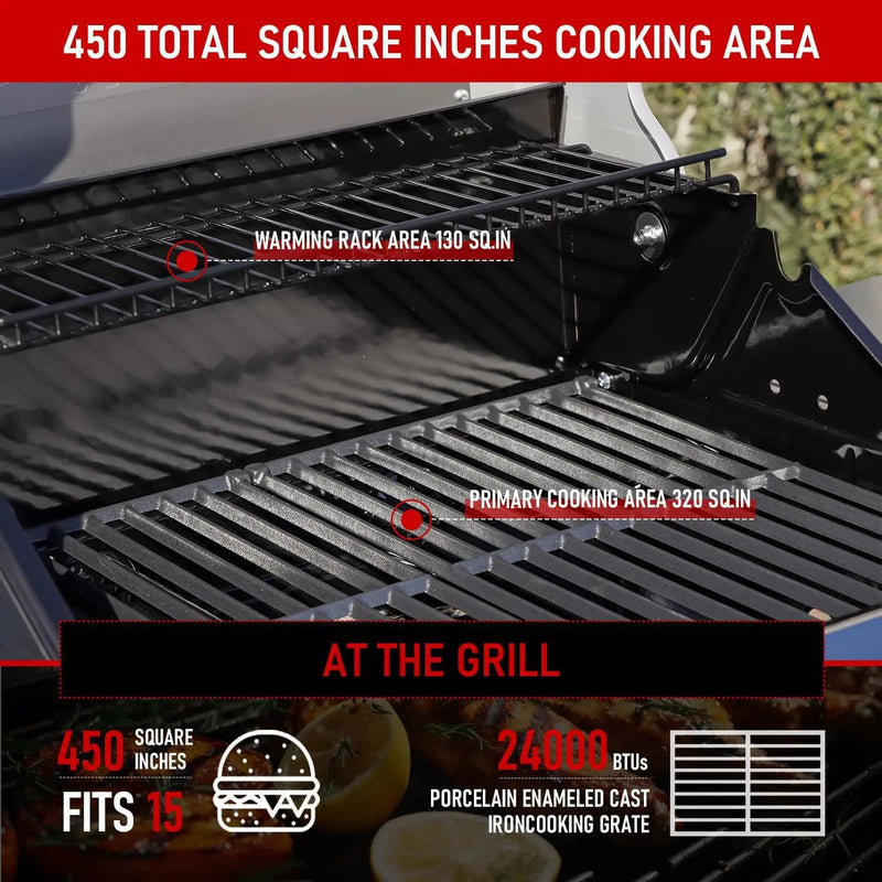 Monument Grills 2-Burner Stainless Steel Liquid Propane Gas Patio Garden Barbecue Grill with Clearview® Lid, Knob Control and Two Foldable Shelves Mesa200G with BBQ Cover, Green by GreenHaven Gardens