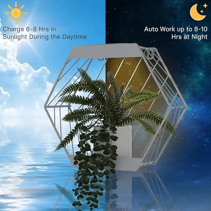 Grand patio Outdoor Leiden LED Solar Hexagon Wall Sconce Planter, with Dusk to Dawn Sensor Decor Wall Lighting for Garage Doorway Patio Yard, Cement Grey(S-Linear) by GreenHaven Gardens