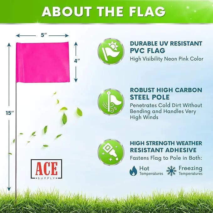 Pink Marking Flags 1000 Pack - 4x5x15 Inch Pink Flags for Yard - Markers For Lawn, Irrigation, Landscaping, Survey & Sprinkler Head Marking by GreenHaven Gardens