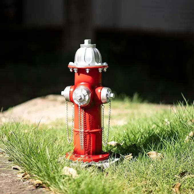 Fake Fire Hydrant for Dogs to Peed on, Dog Fire Hydrant Pee Post, 14.5" Backyard Decor Outdoor Statues Firefighter Gifts for Men (with Base Design) by GreenHaven Gardens