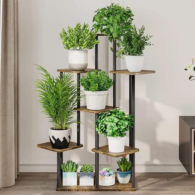 AZERPIAN Plant Stand 7 Tier Indoor Metal Flower Shelf for Multiple Plants Corner Tall Flower Holders for Patio Garden Living Room Balcony Bedroom, Black (7 Tier-Black) by GreenHaven Gardens