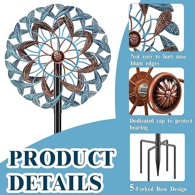 360° Wind Spinners Outdoor, Wind Sculptures Windmill with Metal Stake, Kinetic Large Metal Yard Art Decor Spinners Pinwheels for Garden Outside Patio Lawn, 63.2 * 13.2" by GreenHaven Gardens