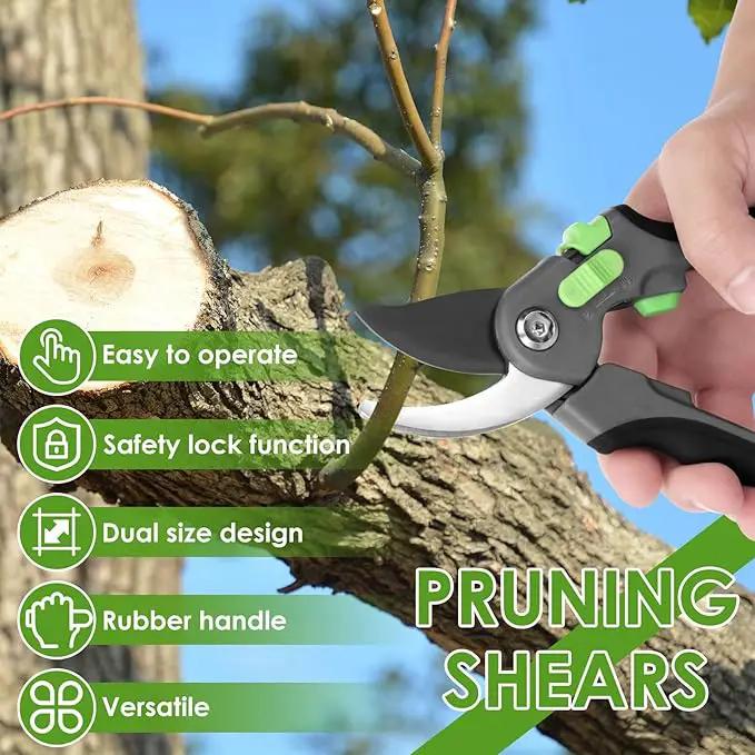 Pruning Shears for Gardening 8.6 inch Steel Garden Clippers with Safety Lock Handheld Gardening Shears Ergonomic Non Slip Plant Clippers Tools for Flowers Branches by GreenHaven Gardens