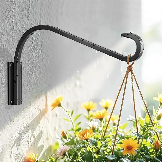 16 Inch 1 Pack Plant Hanger for Indoor/Outdoor Wall Mount - Heavy Duty Hanging Plant Holder & Bird Feeder Hook, Decorative Black Metal Wall Hangers for Plants, Flower Baskets by GreenHaven Gardens