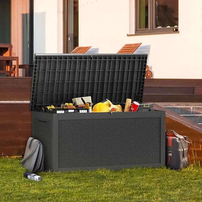 260 Gallon Outdoor Storage Box – Waterproof Deck Box for Garden & Patio,Black by GreenHaven Gardens